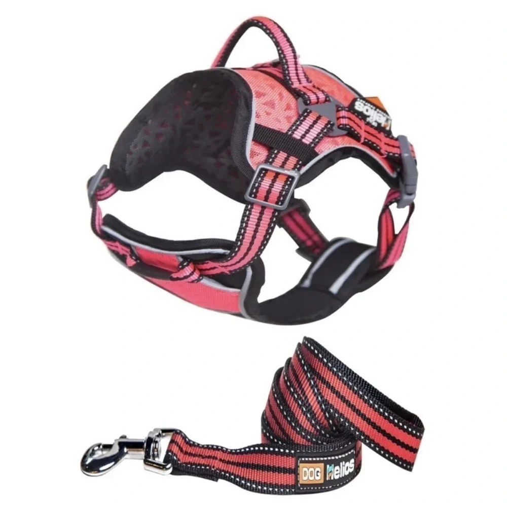 Dog Helios Compression Harness & Leash Medium Pink/Black Outdoor Hiking Walking